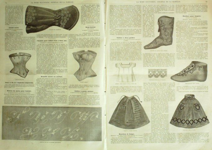 Journal Mode illustrée 1865 # 10 Mitaine en cachemire