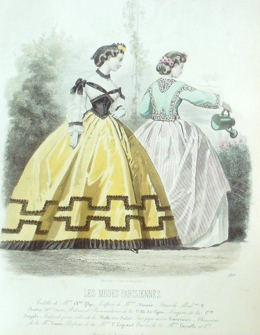 Gravure Les Modes Parisiennes 1863 #1103 Robe velours Maison Ghys