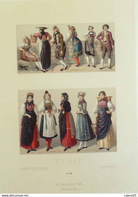 Suisse Costume LUCERNE FRIBOURG BERNE ZUG SCHWITZ VALAIS SCHAFFOUSE