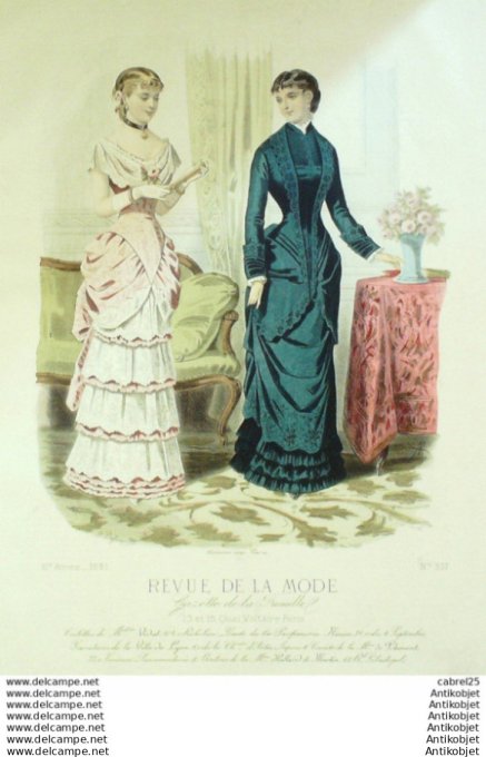 Gravure Mode La Gazette 1881 # 517 (Old Fashion plate)