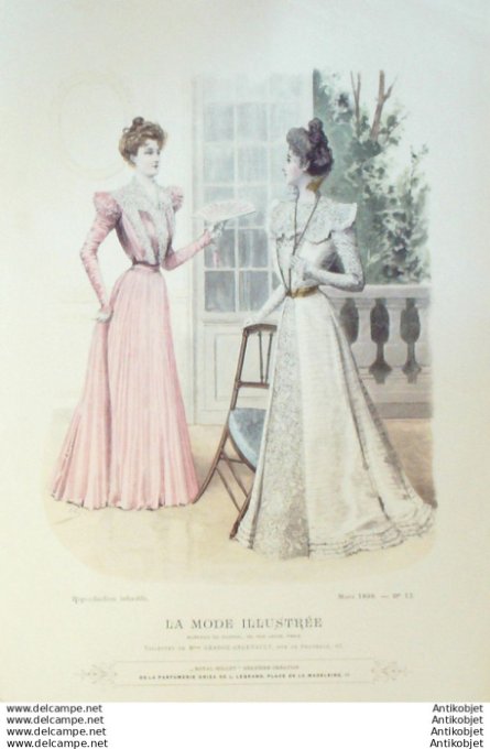 Gravure Mode illustree 1898 # 12 (Old Fashion plate) RARE