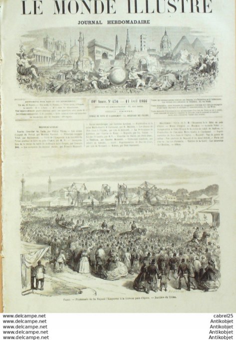 Le Monde illustré 1866 n°470 St Tropez (83) Angleterre Weybridge Turquie Bayazid Ararat