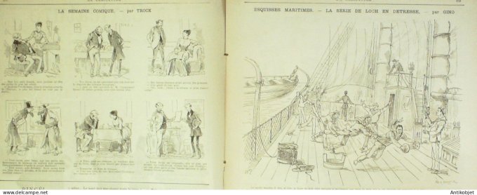 La Caricature 1885 #312 Sur le terrain Sorel Gino Boussenard par Luque Duel Job Loys