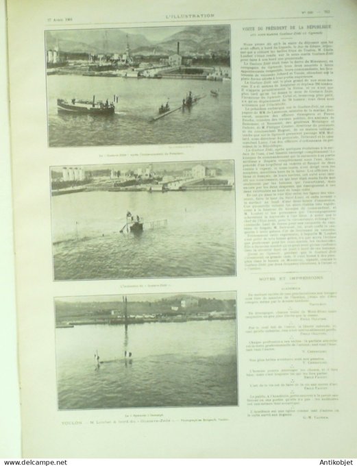 L'illustration 1901 n°3035 Procès Vera Gelo Toulon (8/3) Niger mission Joalland Creusot (71) Italie 