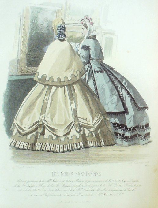 Gravure Les Modes Parisiennes 1863 #1113 Robes pardessus Maison