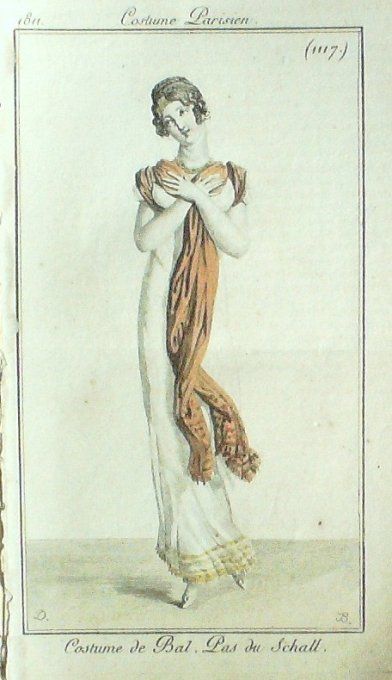 Gravure Mode Costume Parisien 1811 # 1117 (eau forte old Fashion plate