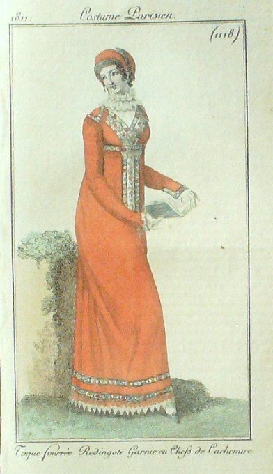 Gravure Mode Costume Parisien 1811 # 1118 (eau forte old Fashion plate
