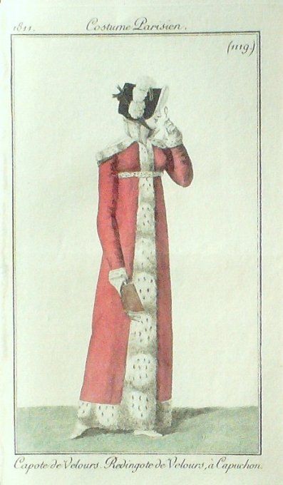 Gravure Mode Costume Parisien 1811 # 1119 (eau forte old Fashion plate