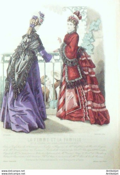 Gravure de mode La  Femme & La  Famille 1874 n°09 (Maison Depelchin)