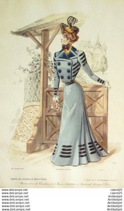 Gravure Mode Le Moniteur 1898 # 20 (Old Fashion plate)