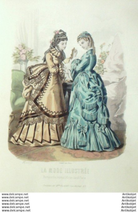 Gravure Mode illustree 1872 # 33 (Old Fashion plate)