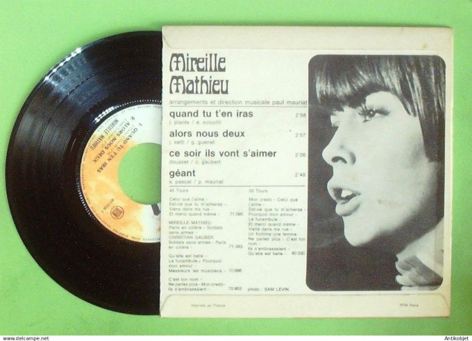 Mathieu Mireille 45T EP Quand tu t'en iras 1967