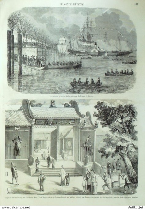 Le Monde illustré 1858 n° 45 Belgique Viet-Nam Hae-Chwang île Honan Luçon (85)Tourane Nice (06)