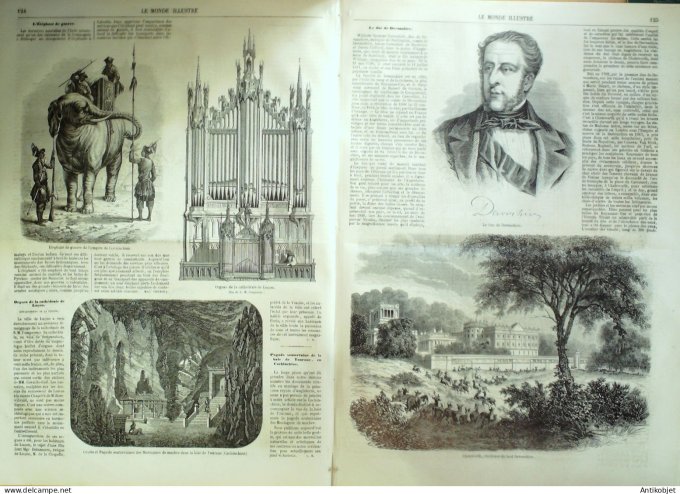 Le Monde illustré 1858 n° 45 Belgique Viet-Nam Hae-Chwang île Honan Luçon (85)Tourane Nice (06)