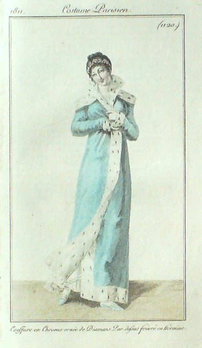 Gravure Mode Costume Parisien 1811 # 1120 (eau forte old Fashion plate