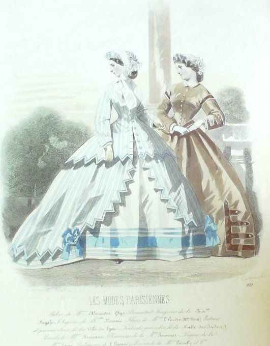 Gravure Les Modes Parisiennes 1863 #1121 Robes de loisirs Maison Ghys