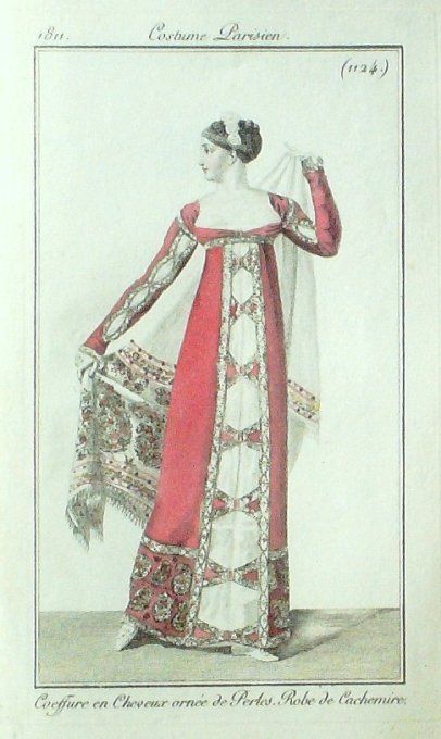 Gravure Mode Costume Parisien 1811 # 1124 (eau forte old Fashion plate
