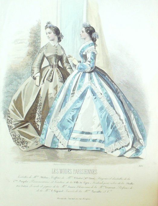 Gravure Les Modes Parisiennes 1863 #1125 Robes d'intérieur Maison Bluhur