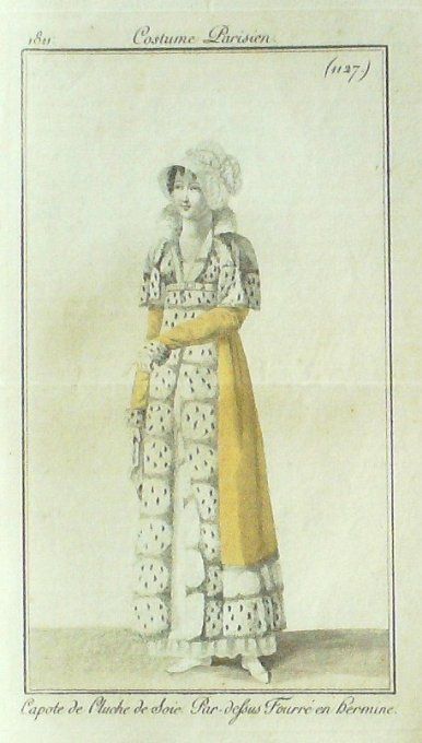 Gravure Mode Costume Parisien 1811 # 1127 (eau forte old Fashion plate