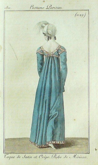 Gravure Mode Costume Parisien 1811 # 1129 (eau forte old Fashion plate