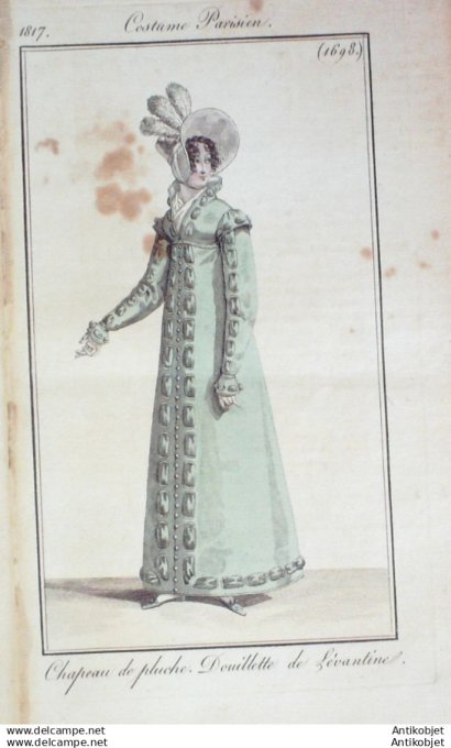 Gravure Mode Costume Parisien 1817 # 1698 (eau forte old Fashion plate