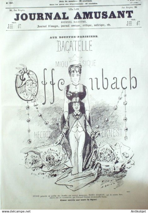 Le Journal Amusant 1874 #  927 Bagatelle Offenbach Hector Ernest par Grevin