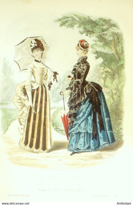 Gravure de mode La Mode illustrée 1885 n°12 (Maison Coussinet)
