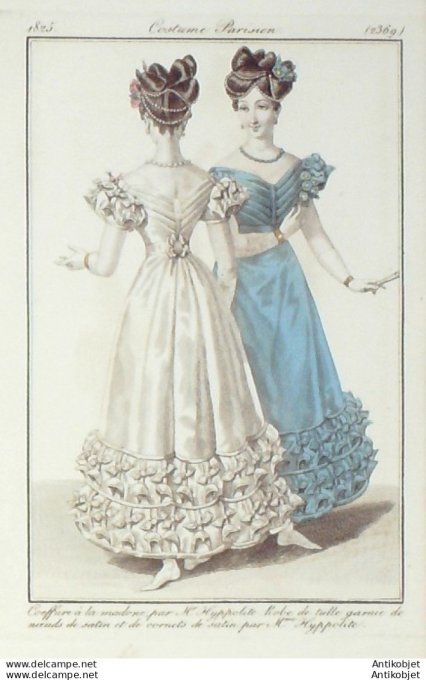 Costume Parisien 1825 # 2369 Robe de tulle garnie de noeuds