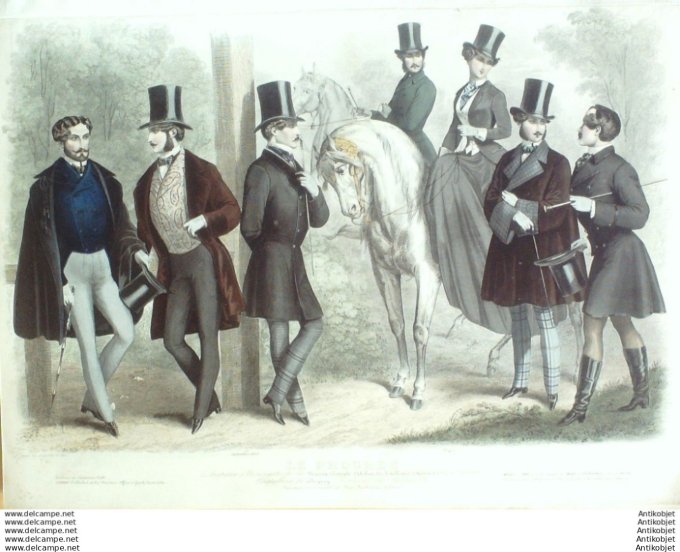 Gravure Mode Le Progres 1853- 9 (Old Fashion plate)  Cavaliere Amazone
