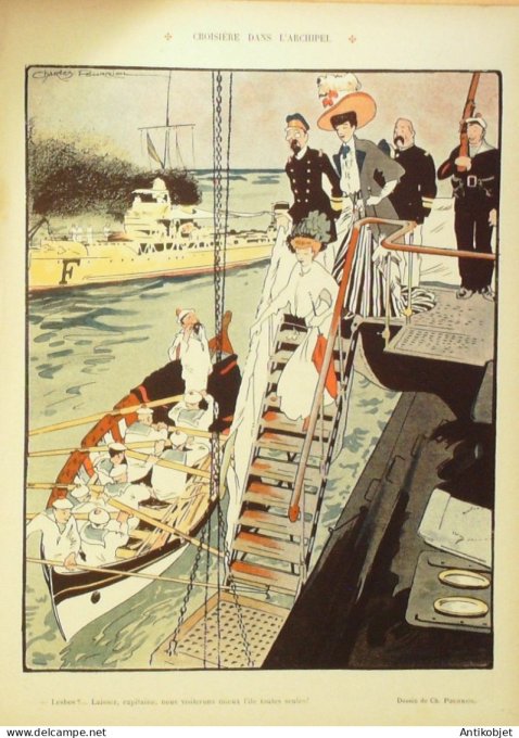 Le Rire 1908-07-11 # 284 Journal humoristique Ed.Originale Croisiere en Archipel