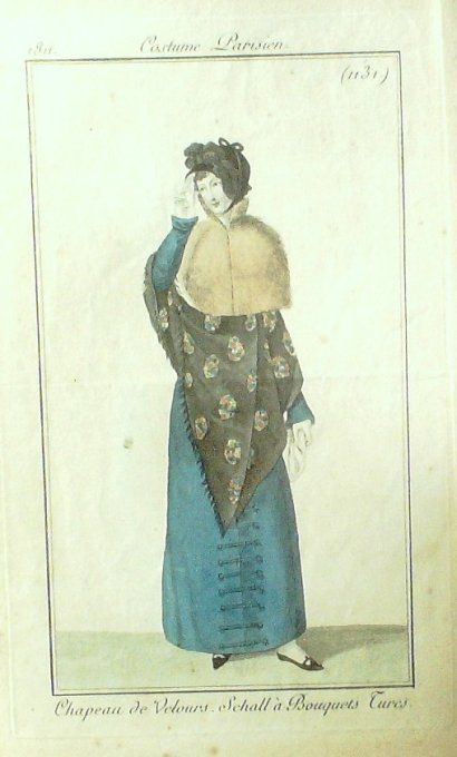 Gravure Mode Costume Parisien 1811 # 1131 (eau forte old Fashion plate