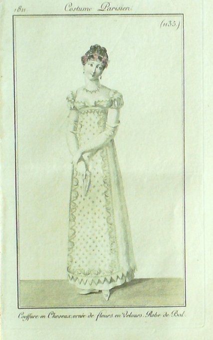Gravure Mode Costume Parisien 1811 # 1135 (eau forte old Fashion plate