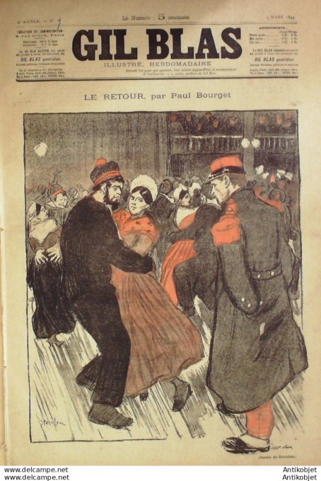 Gil Blas 1894 n°09 Paul BOURGET Maurice BOUKAY Paul DELMETE.BENNER ARMAND SILVESTR