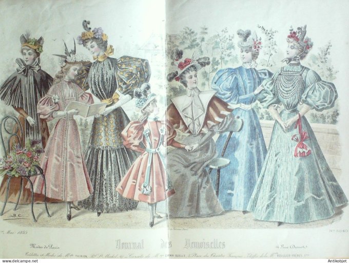 Gravure Mode J.Demoiselles 1895 # 5040 (Old Fashion plate)