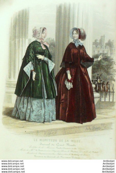 Gravure Mode Le Moniteur 1851 # 127 (Old Fashion plate)