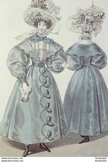 Costume Parisien 1830 # 2789 Redingote gros de Naples à Schall