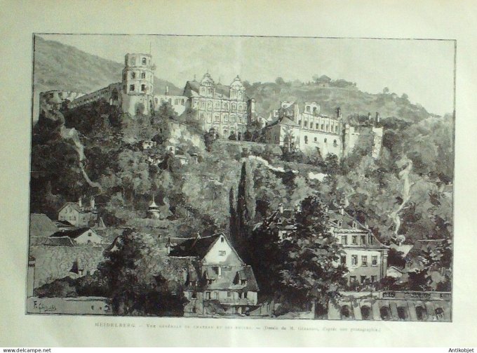 Le Monde illustré 1886 n°1534 Allemagne Heidelberg Bayreuth Liszt Chili Valparaiso