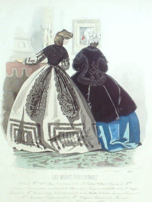 Gravure Les Modes Parisiennes 1863 #1140 Robes de soirée Maison Ghys