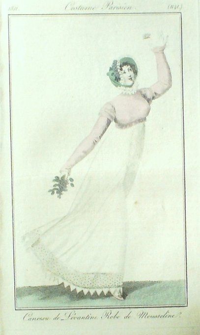 Gravure Mode Costume Parisien 1811 # 1141 (eau forte old Fashion plate
