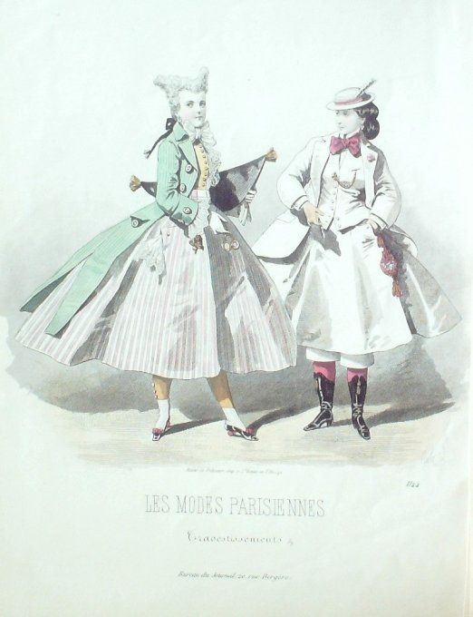 Gravure Les Modes Parisiennes 1864 #1144 Travestissements