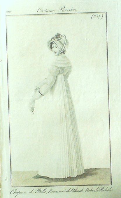 Gravure Mode Costume Parisien 1811 # 1147 (eau forte old Fashion plate