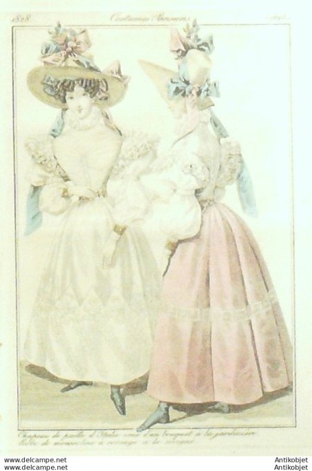 Costume Parisien 1828 # 2616 Robe mousseline à corsage