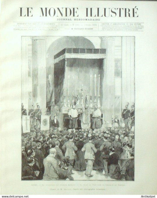 Le Monde illustré 1891 n°1801 Rome Meaux (77) Egypte Boulacq Martinique cyclone VietNam Hanoi