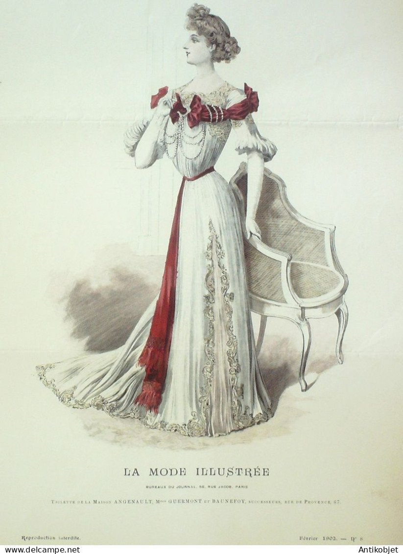 Gravure Mode illustree 1902 #  8 (Old Fashion plate) RARE