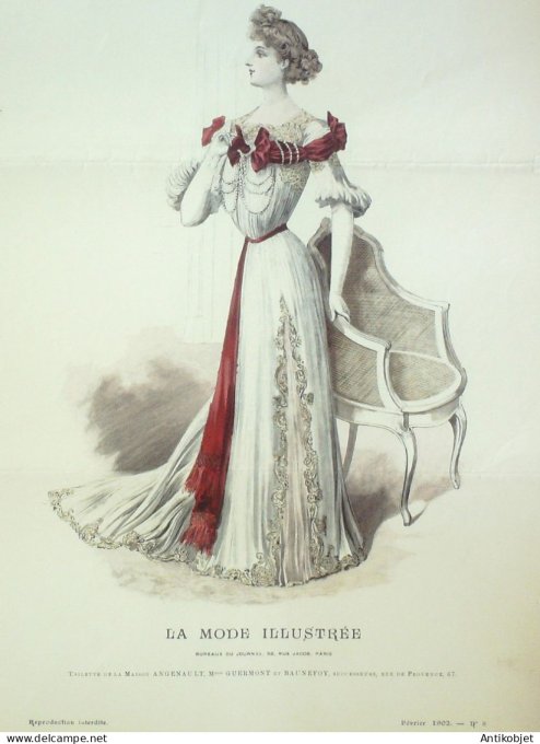 Gravure Mode illustree 1902 #  8 (Old Fashion plate) RARE