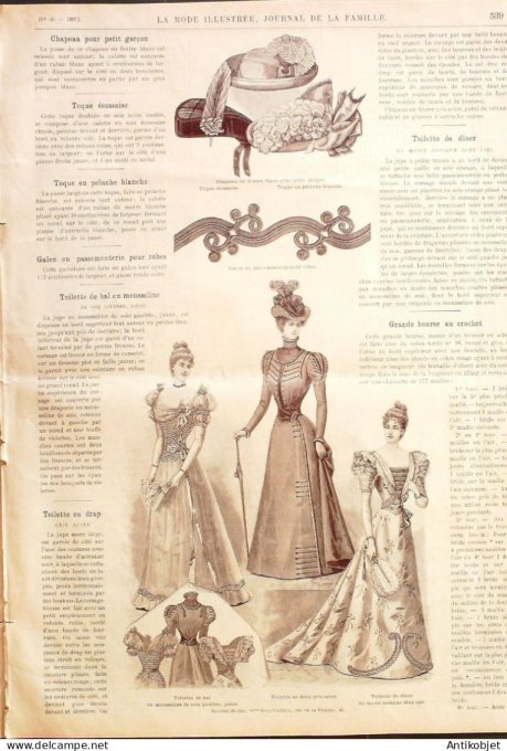 La Mode illustrée journal 1897 n° 50 Toilette de dîner