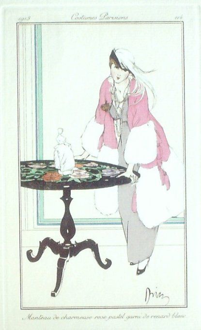 Drian Adrien Etienne Pochoir Mode Art Deco n° 114-1913 Journal des Dames