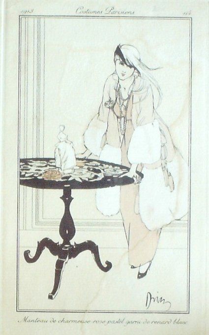 Drian Adrien Etienne Pochoir Mode Art Deco n° 114b-1913 Journal des Dames