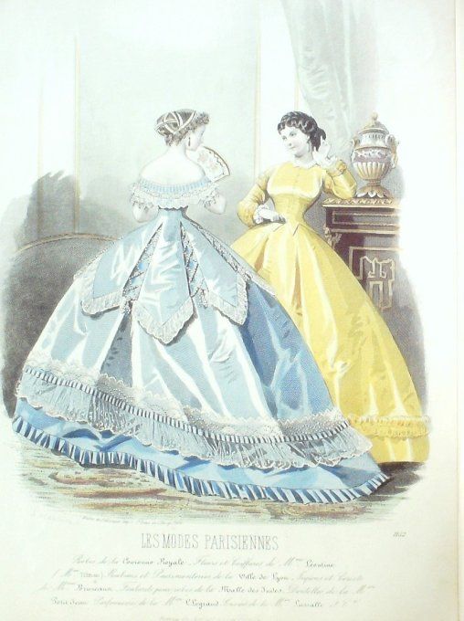 Gravure Les Modes Parisiennes 1864 #1152 Robes d'intérieur Cie Royale