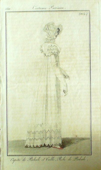 Gravure Mode Costume Parisien 1811 # 1154 (eau forte old Fashion plate